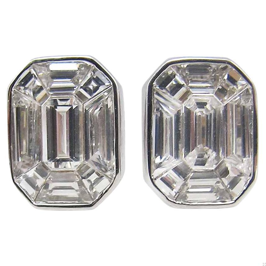 Emilio Jewelry Emerald Cut Illusion Diamond Earring