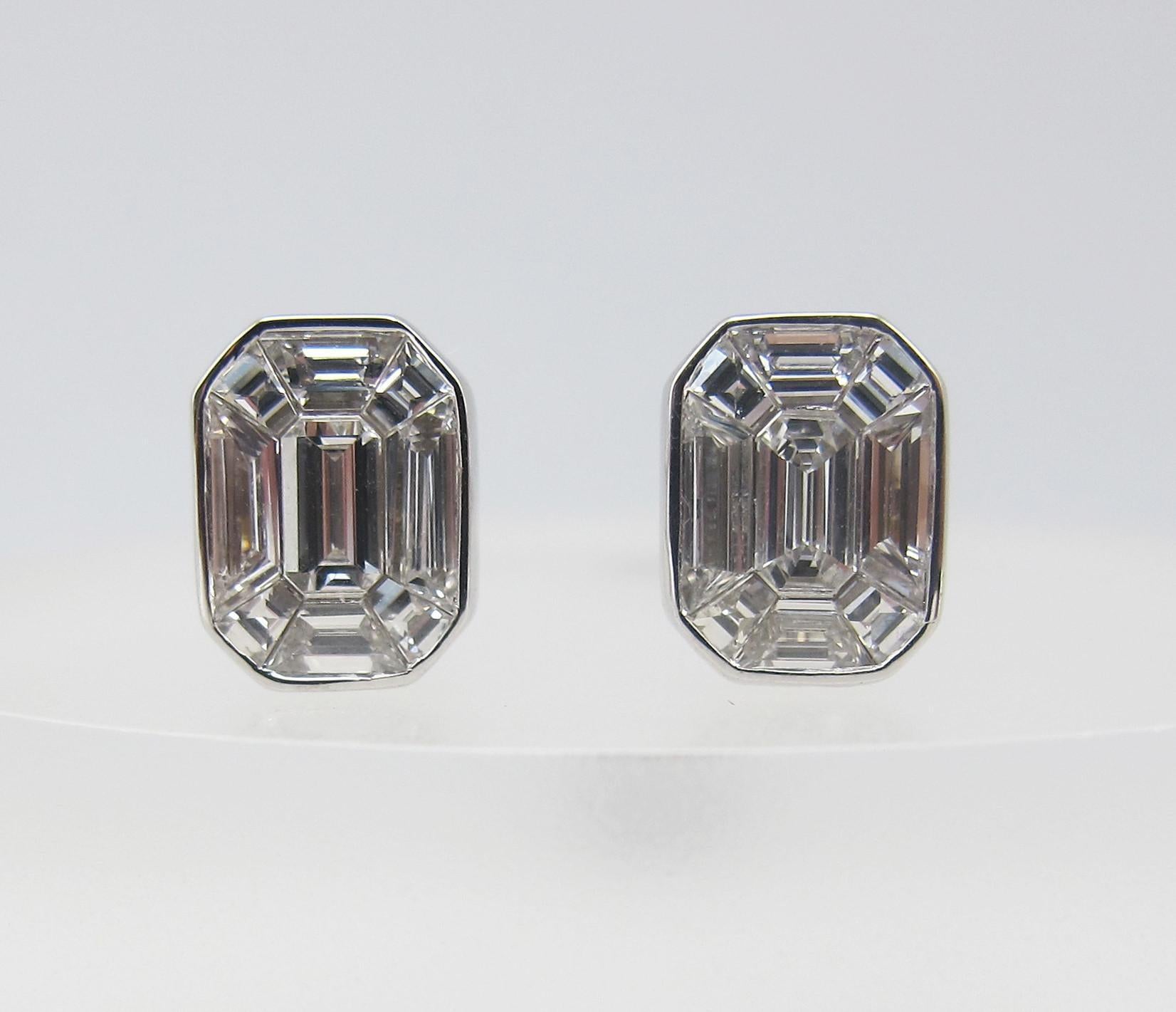 Emilio Jewelry Emerald Cut Illusion Diamond Earring