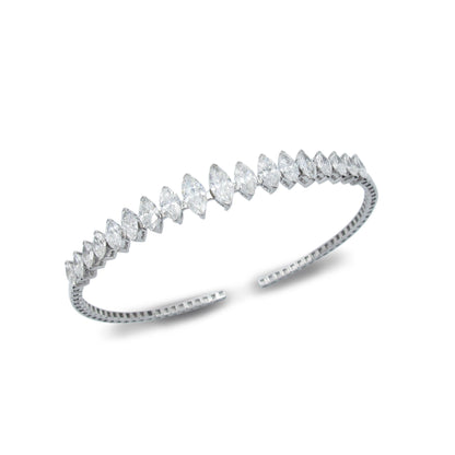 Emilio Jewelry Flexible Marquise Diamond Bangle