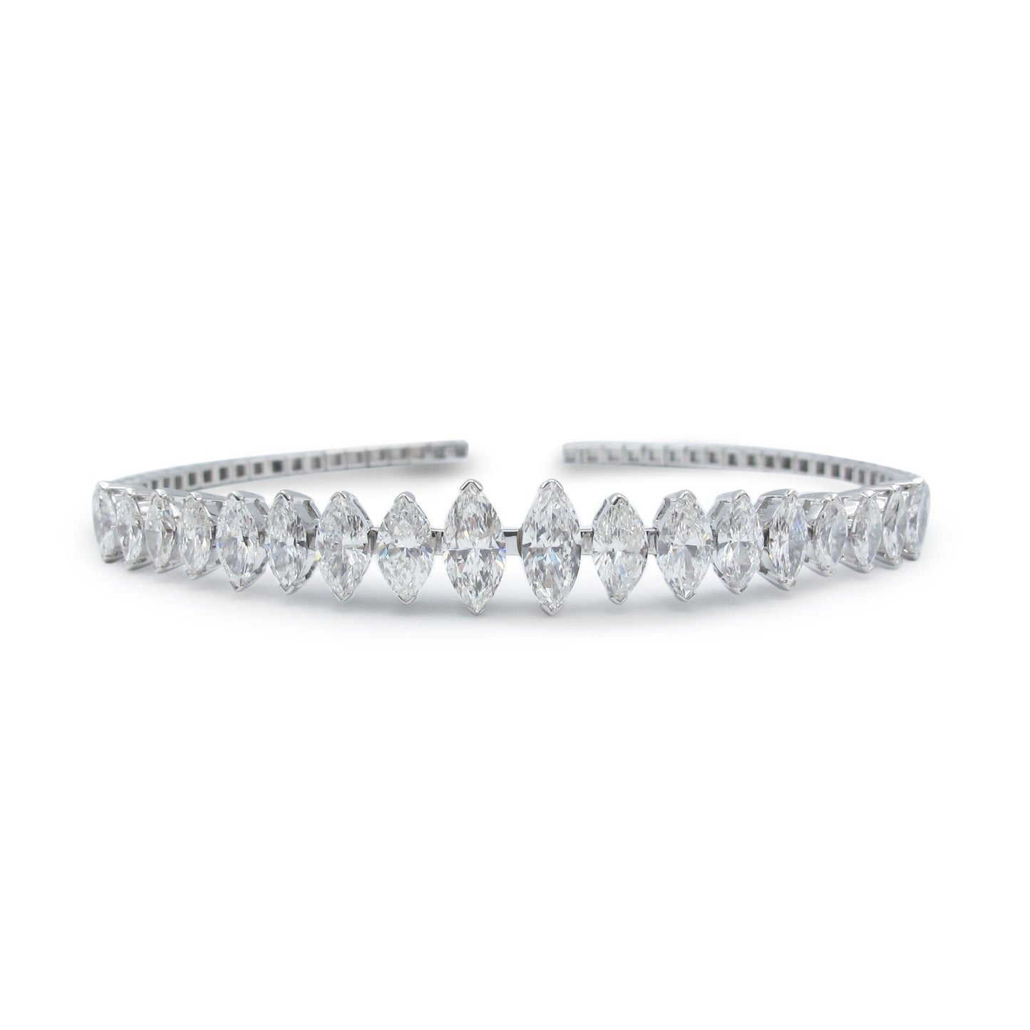 Emilio Jewelry Flexible Marquise Diamond Bangle