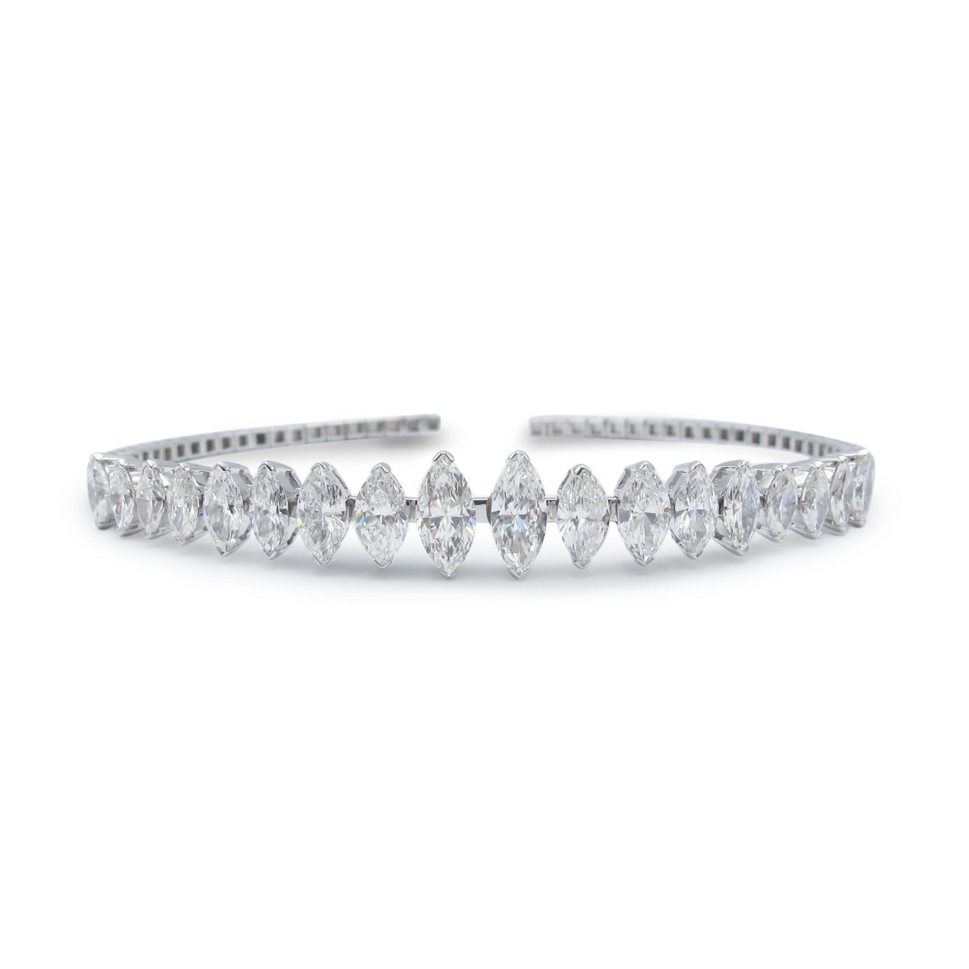 Emilio Jewelry Flexible Marquise Diamond Bangle