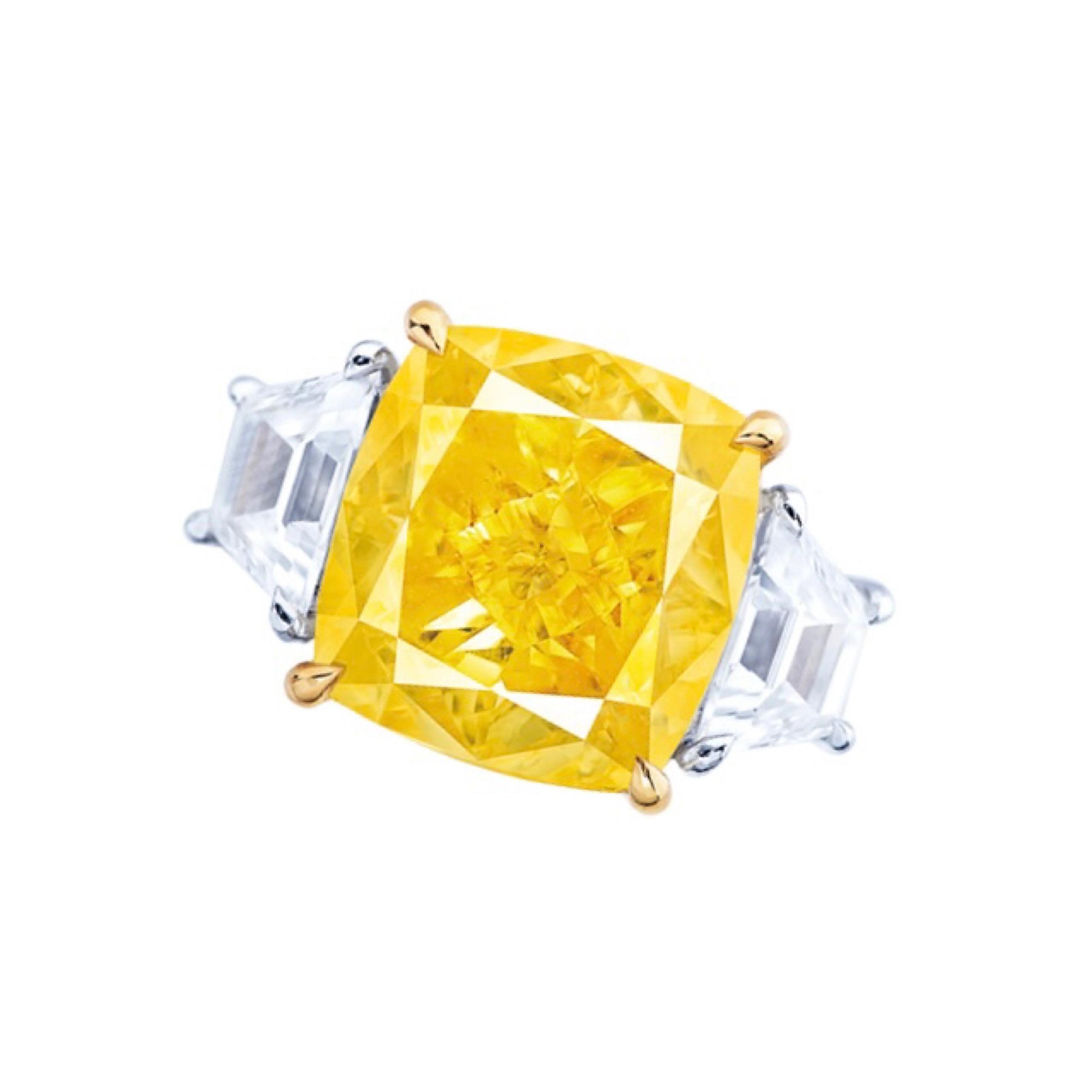 Emilio Jewelry GIA Certified 10.00 Carat Fancy Intense Yellow Diamond Ring