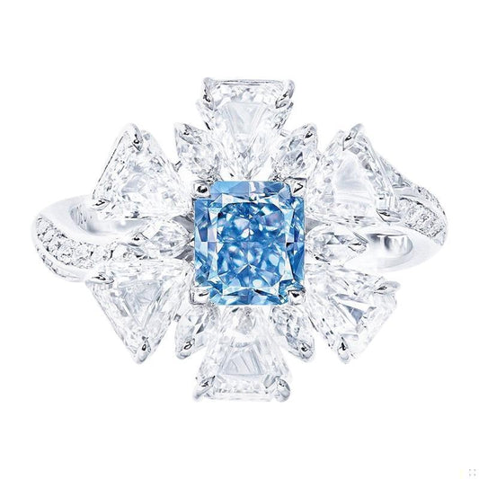 Emilio Jewelry GIA Certified 1.00 Carat Fancy Pure Blue Diamond Ring
