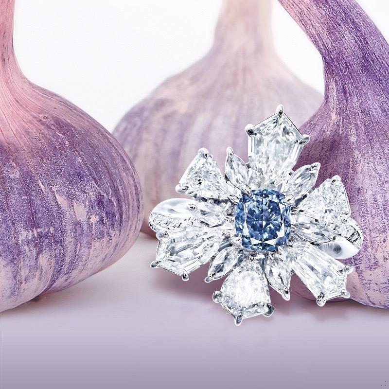 Emilio Jewelry GIA Certified 1.00 Carat Fancy Pure Blue Diamond Ring