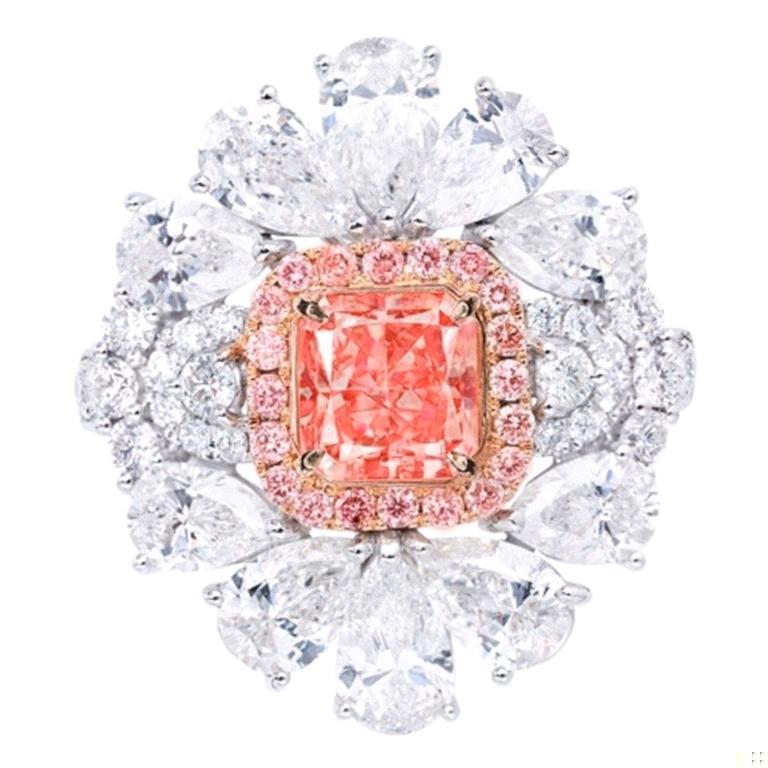 Emilio Jewelry GIA Certified 1.18 Carat Fancy Intense Pink Diamond Ring