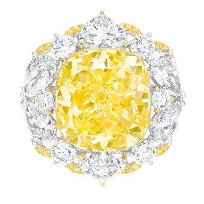 Emilio Jewelry GIA Certified 13.00 Carat Fancy Yellow Diamond Ring