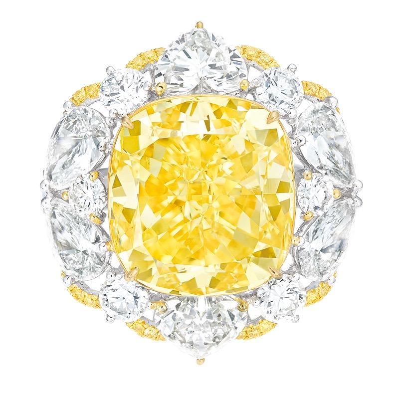 Emilio Jewelry GIA Certified 13.00 Carat Fancy Yellow Diamond Ring