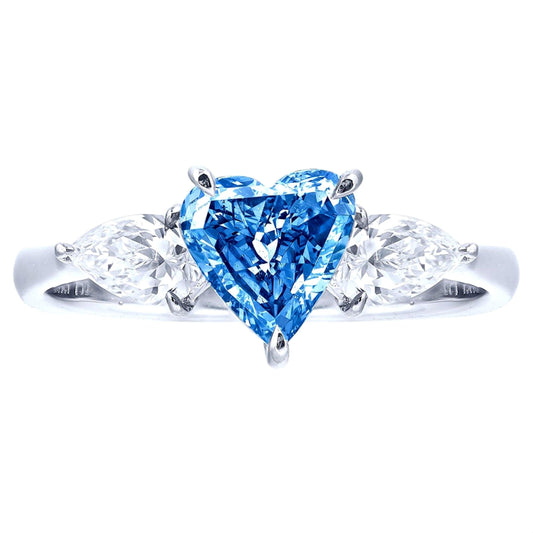 Emilio Jewelry GIA Certified 1.17 Carat Pure Vivid Blue Diamond Ring