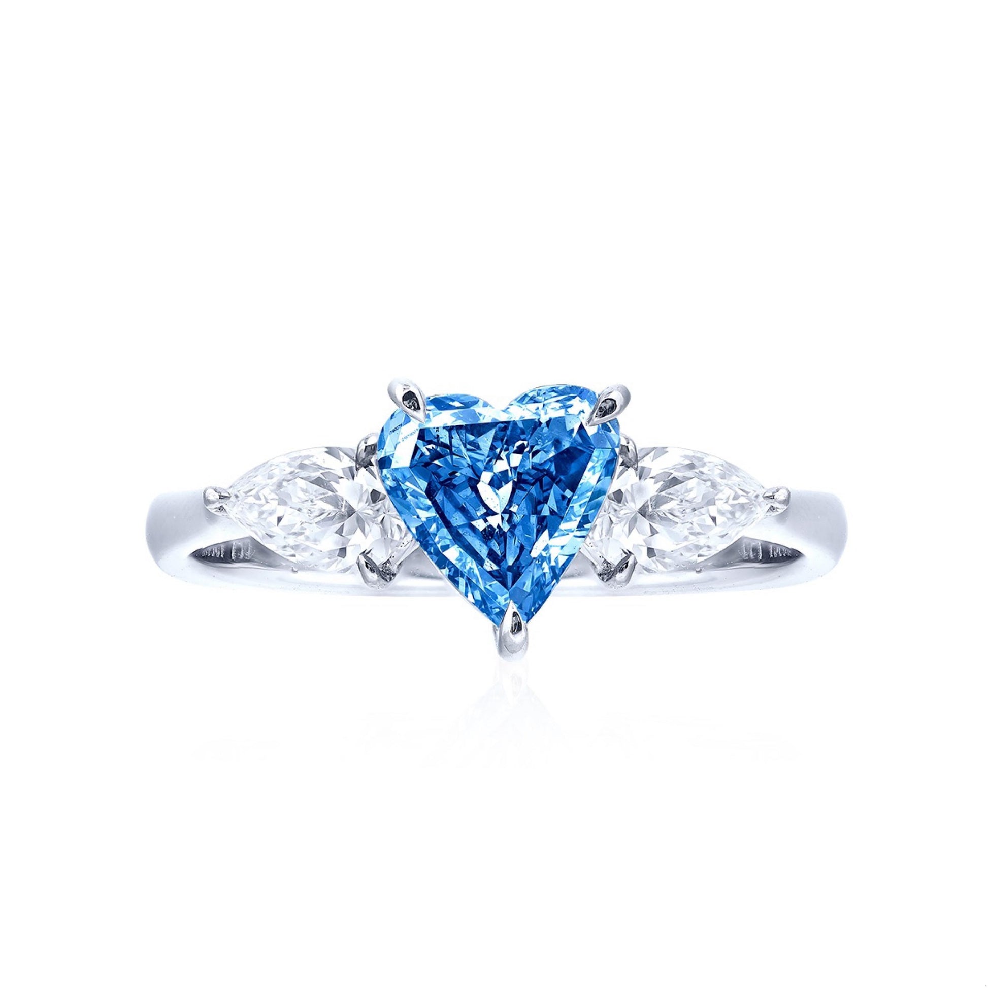 Emilio Jewelry GIA Certified 1.17 Carat Pure Vivid Blue Diamond Ring