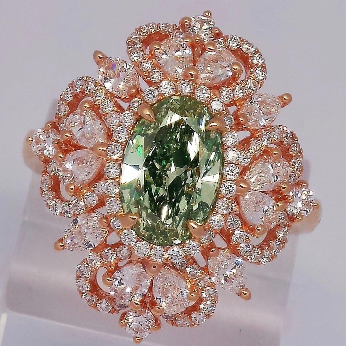 Emilio Jewelry GIA Certified 1.75 Carat Fancy Yellowish Green