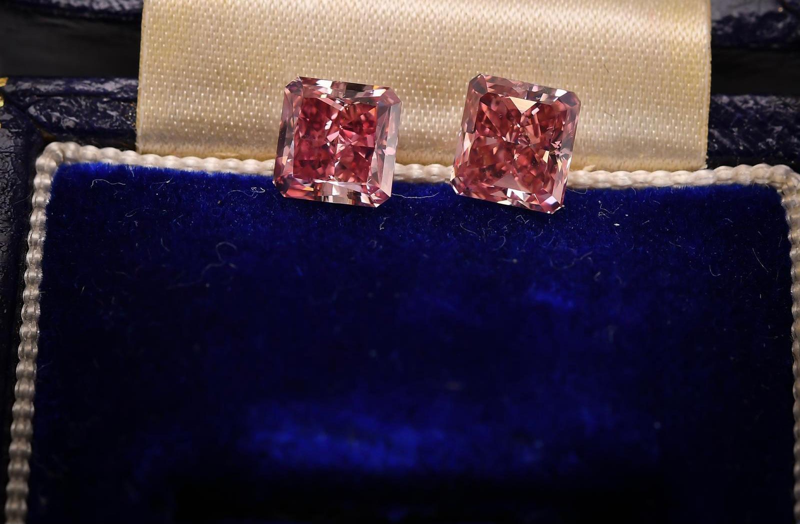 Emilio Jewelry GIA Certified 1.80 Carat Vivid Pure Pink Diamond, Pair
