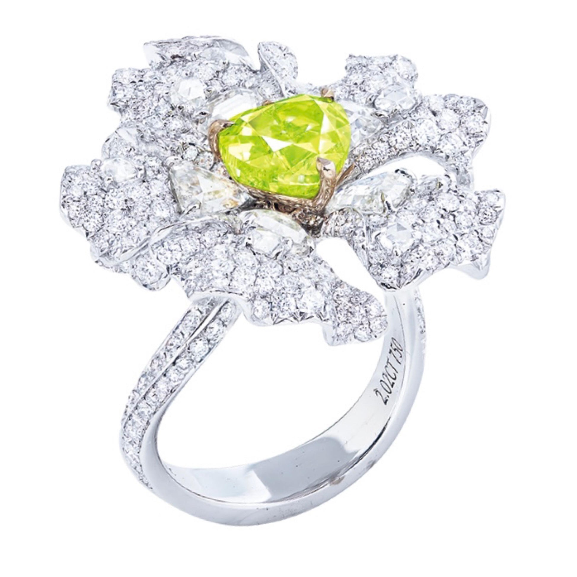 Emilio Jewelry GIA Certified 2.00 Carat Fancy Intense Green Heart Diamond Ring
