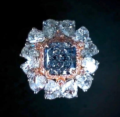 Emilio Jewelry GIA Certified 2.00 Fancy Light Blue Diamond Ring