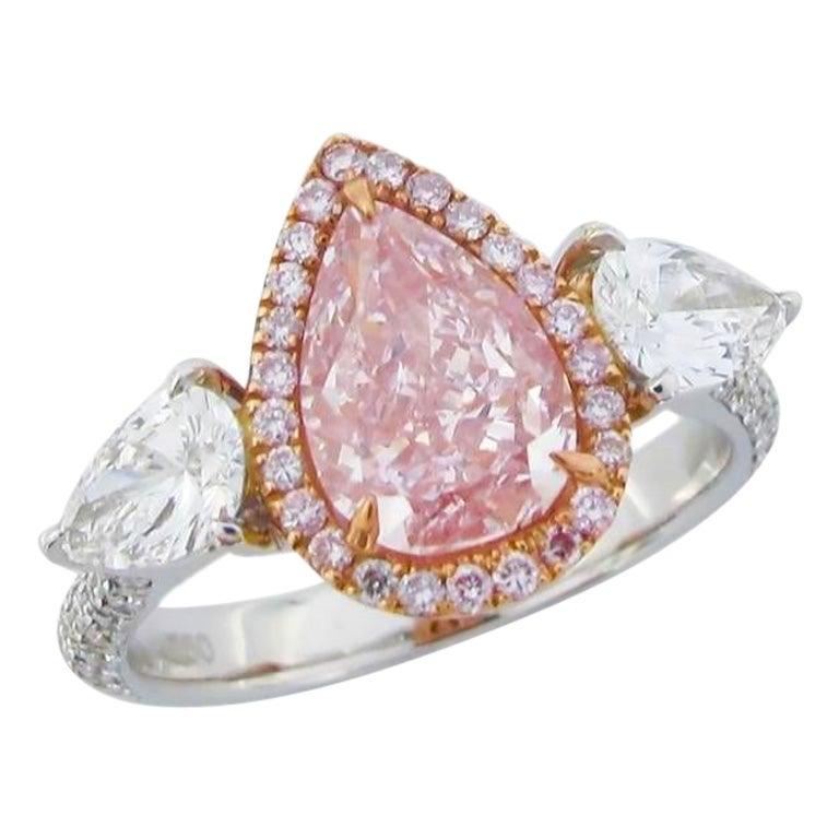 Emilio Jewelry GIA Certified 2.46 Carat Fancy Purplish Pink Diamond Ring