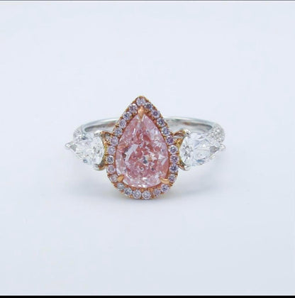 Emilio Jewelry GIA Certified 2.46 Carat Fancy Purplish Pink Diamond Ring