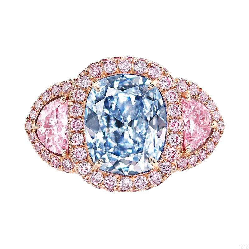 Emilio Jewelry GIA Certified 2.50 Carat Fancy Light Pure Blue Diamond Ring