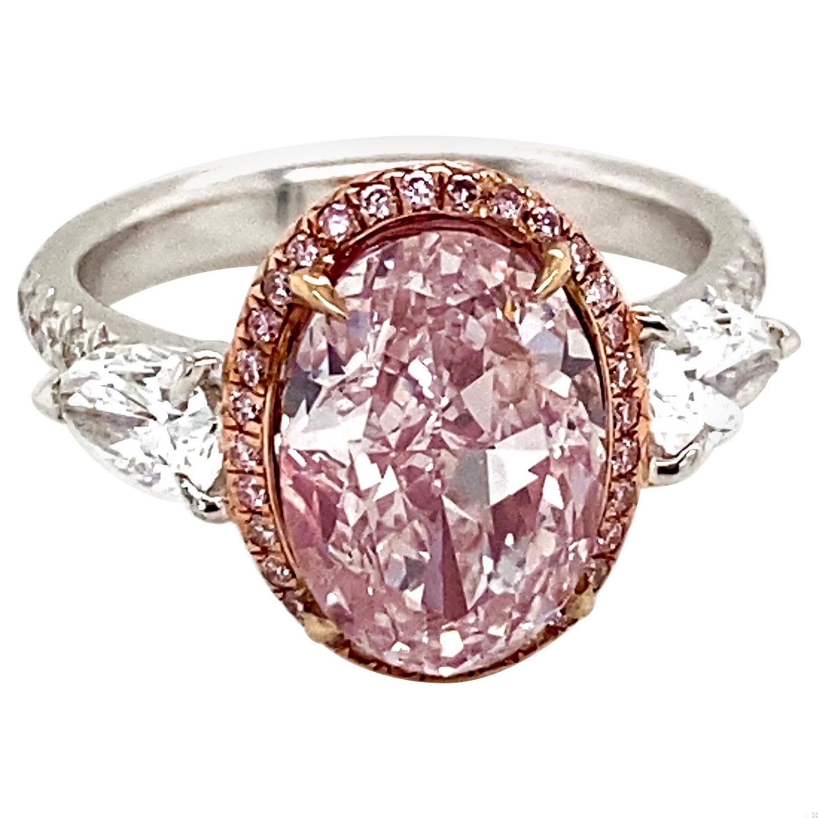 Emilio Jewelry GIA Certified 3.00 Carat Fancy Light Pure Pink Diamond Ring