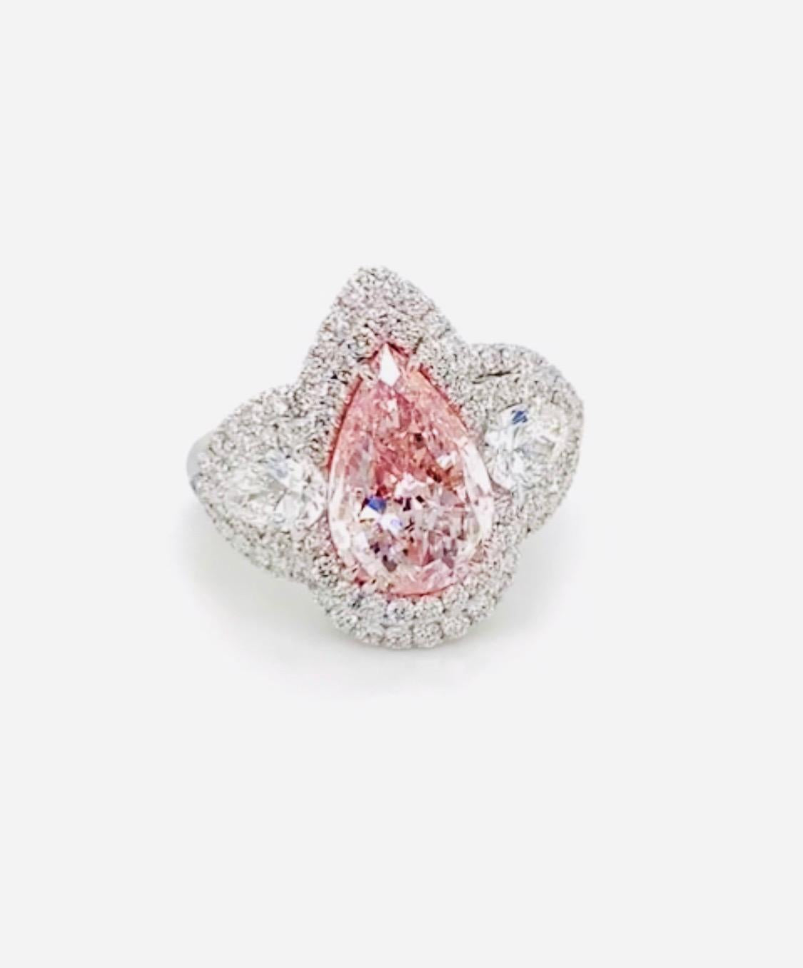 Emilio Jewelry GIA Certified 3.00 Carat Fancy Purplish Pink Diamond Ring