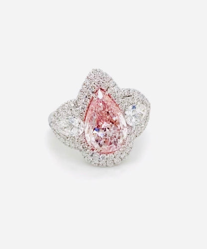 Emilio Jewelry GIA Certified 3.00 Carat Fancy Purplish Pink Diamond Ring