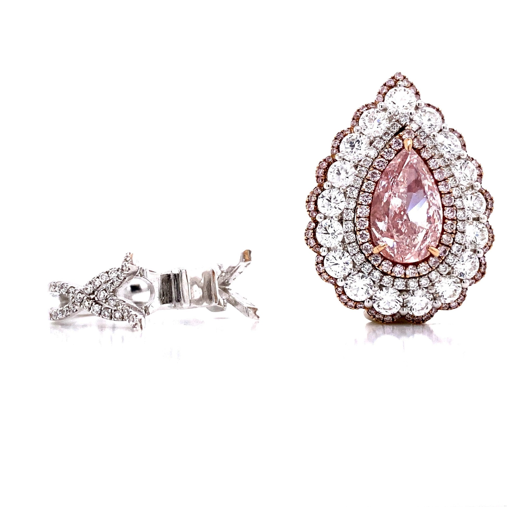 Emilio Jewelry GIA Certified 3.00 Carat Light Pure Pink Diamond Ring and Pendant