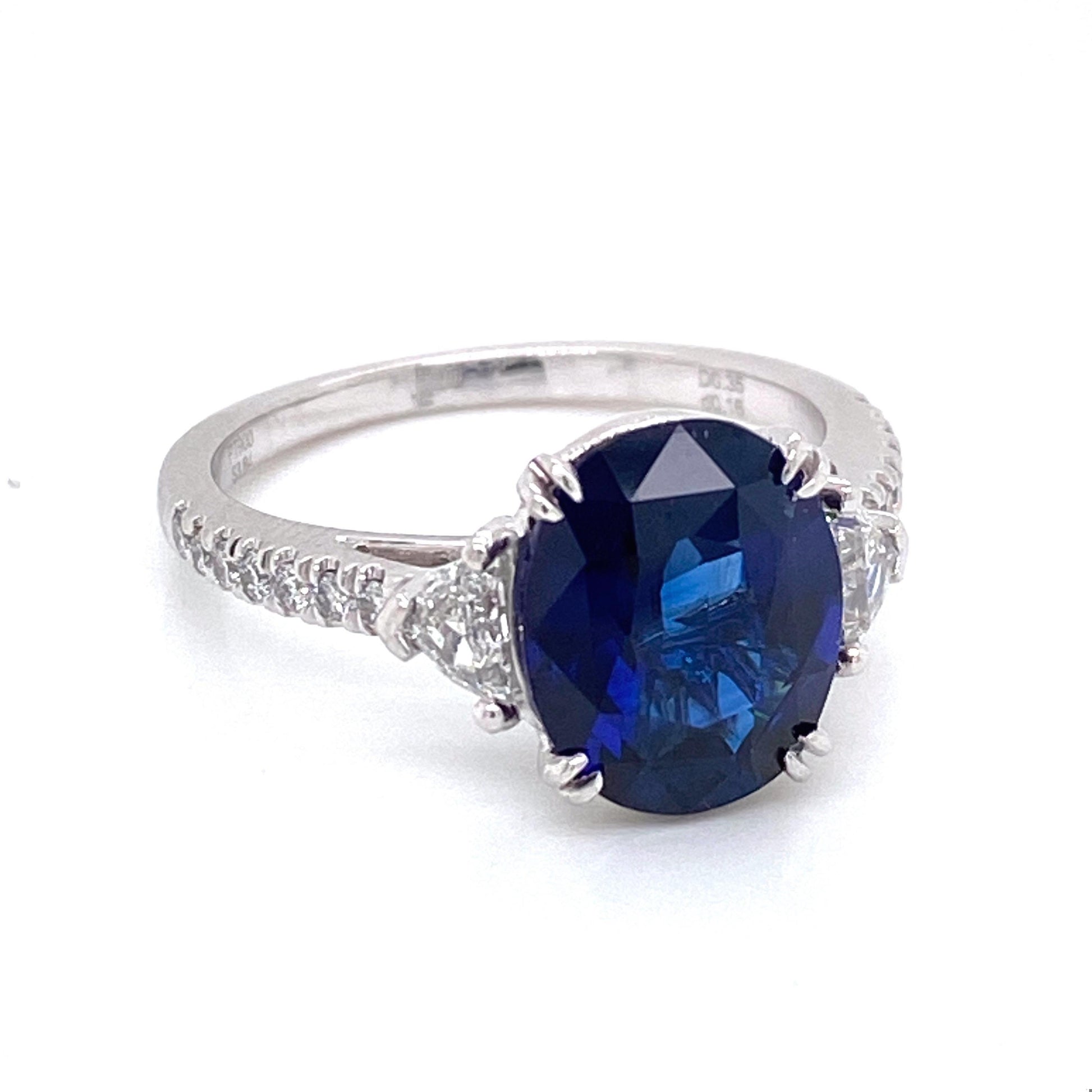 Emilio Jewelry GIA Certified 4.33 Carat Ceylon Sapphire Diamond Ring