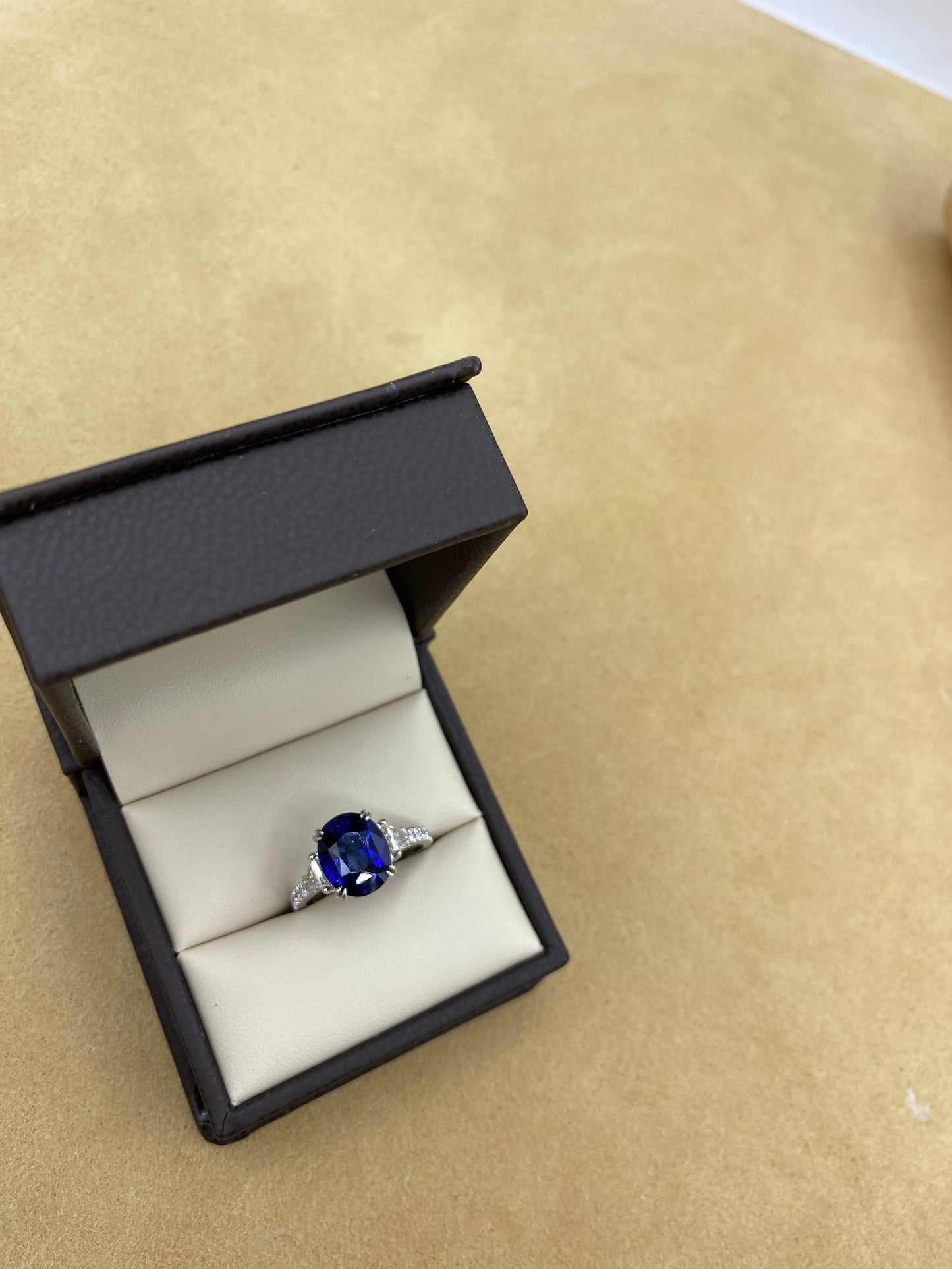 Emilio Jewelry GIA Certified 4.33 Carat Ceylon Sapphire Diamond Ring