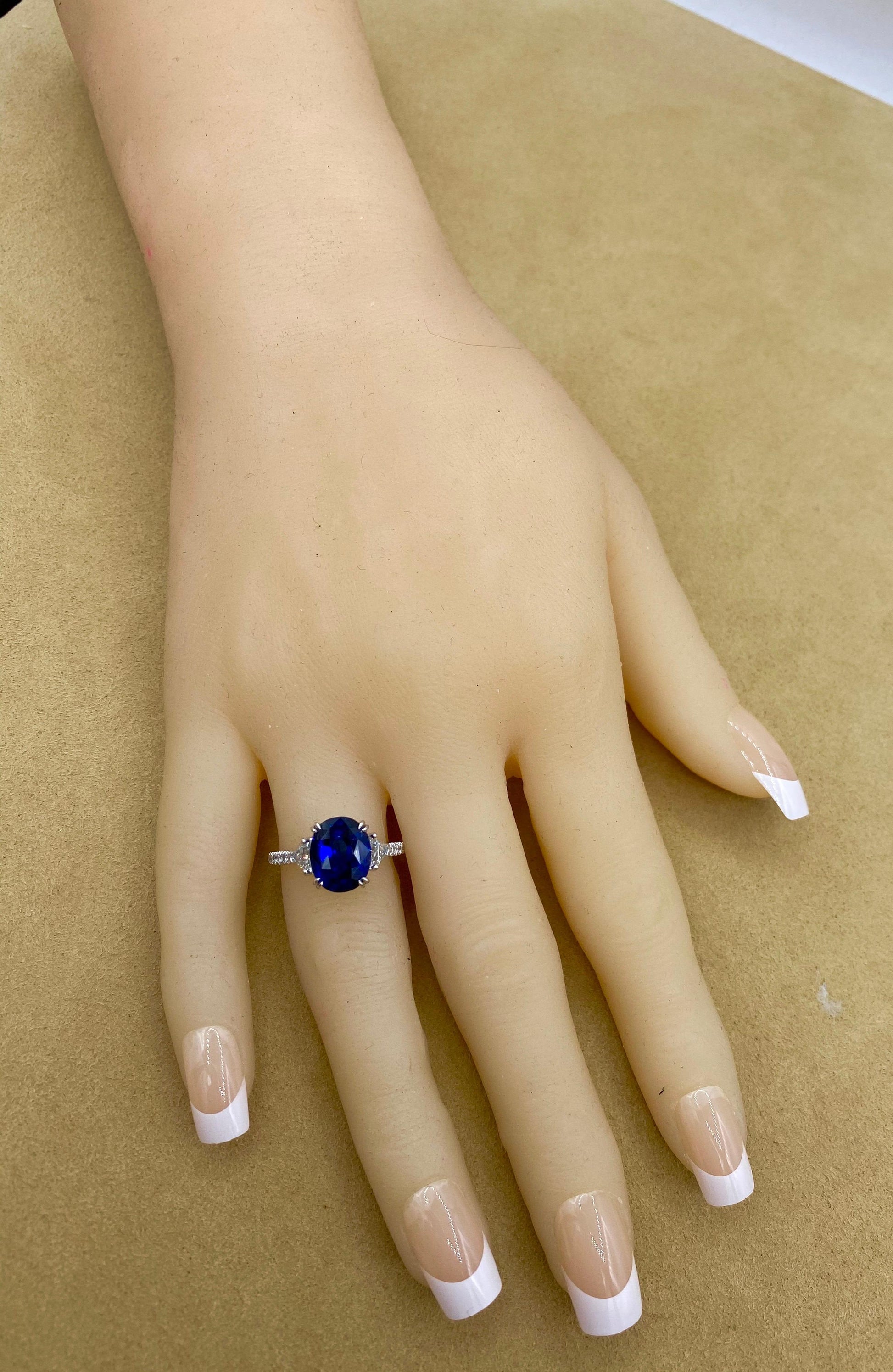 Emilio Jewelry GIA Certified 4.33 Carat Ceylon Sapphire Diamond Ring