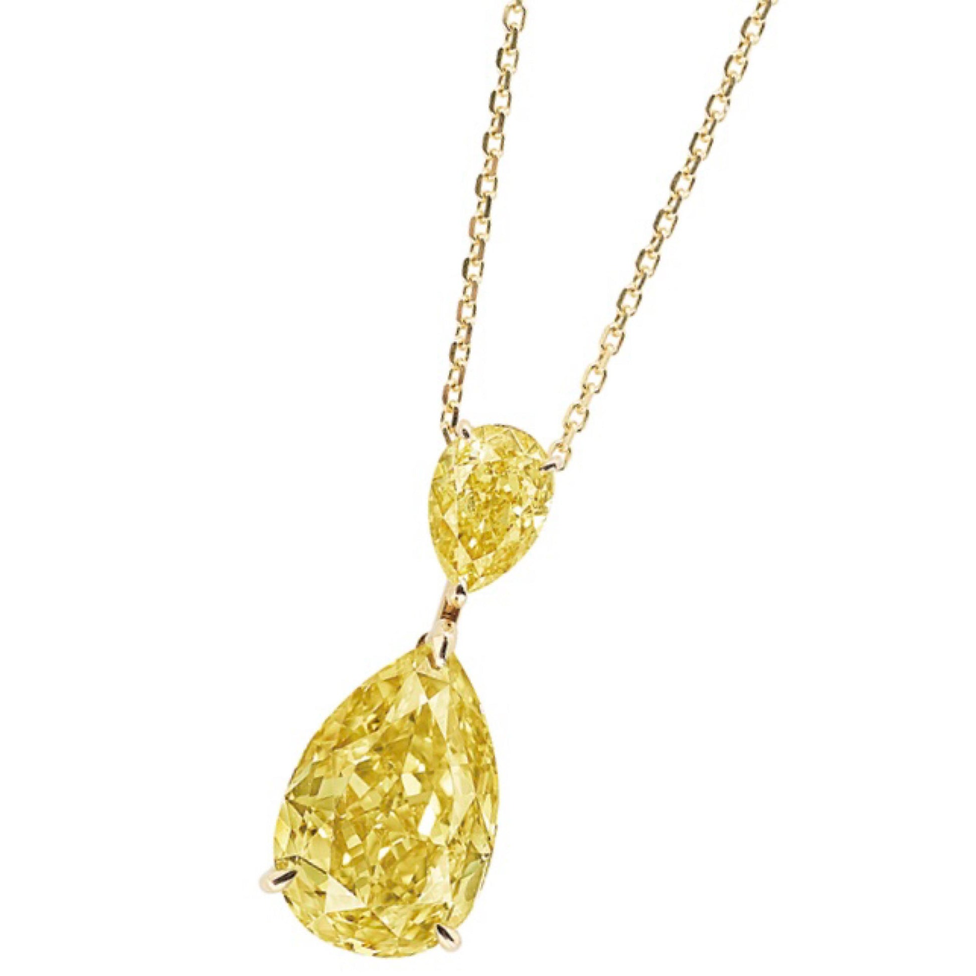 Emilio Jewelry GIA Certified 5.00 Carat Fancy Deep Yellow Diamond Necklace