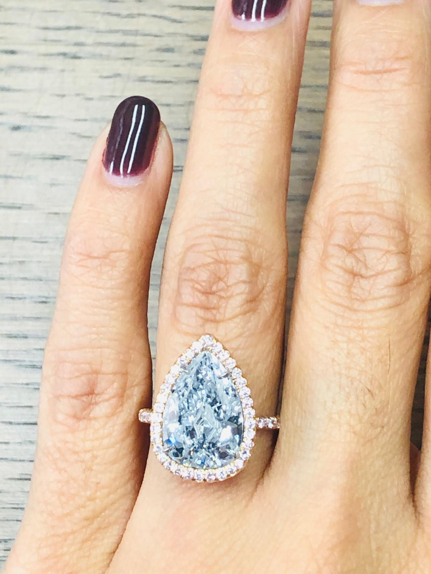 Emilio Jewelry GIA Certified 5.00 Carat Pure Light Blue Diamond Ring