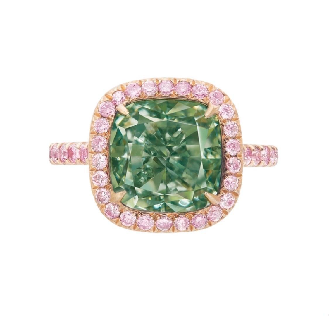 Emilio Jewelry GIA Certified 6.00 Carat Fancy Intense Green Diamond Ring
