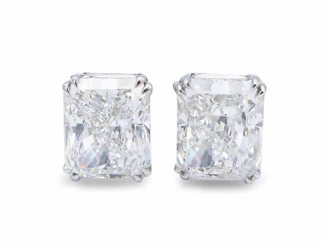 Emilio Jewelry GIA Certified 6.00 Carat Radiant Cut Diamond Studs