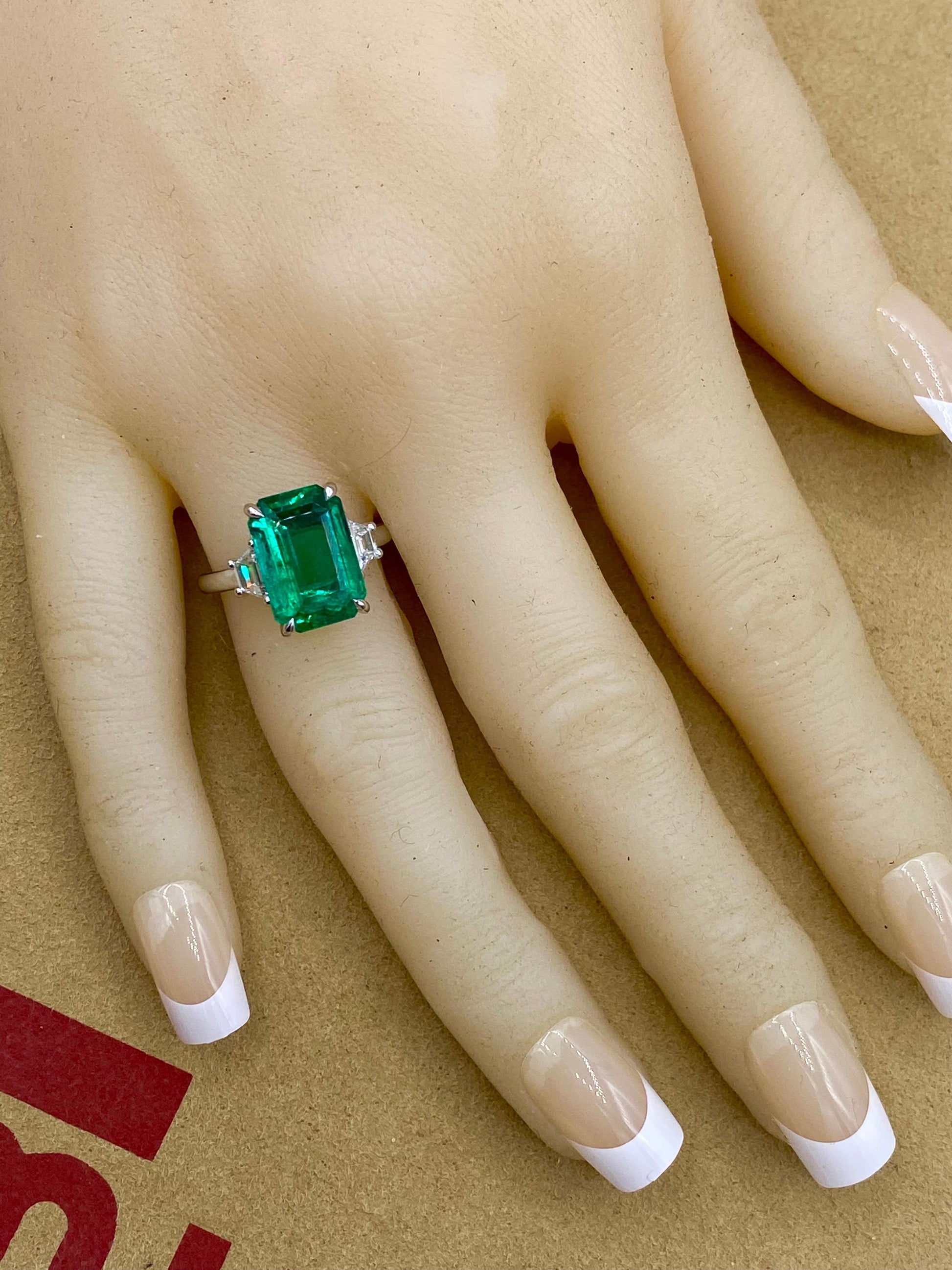 Emilio Jewelry GIA Certified 6.01 Carat Emerald Diamond Ring