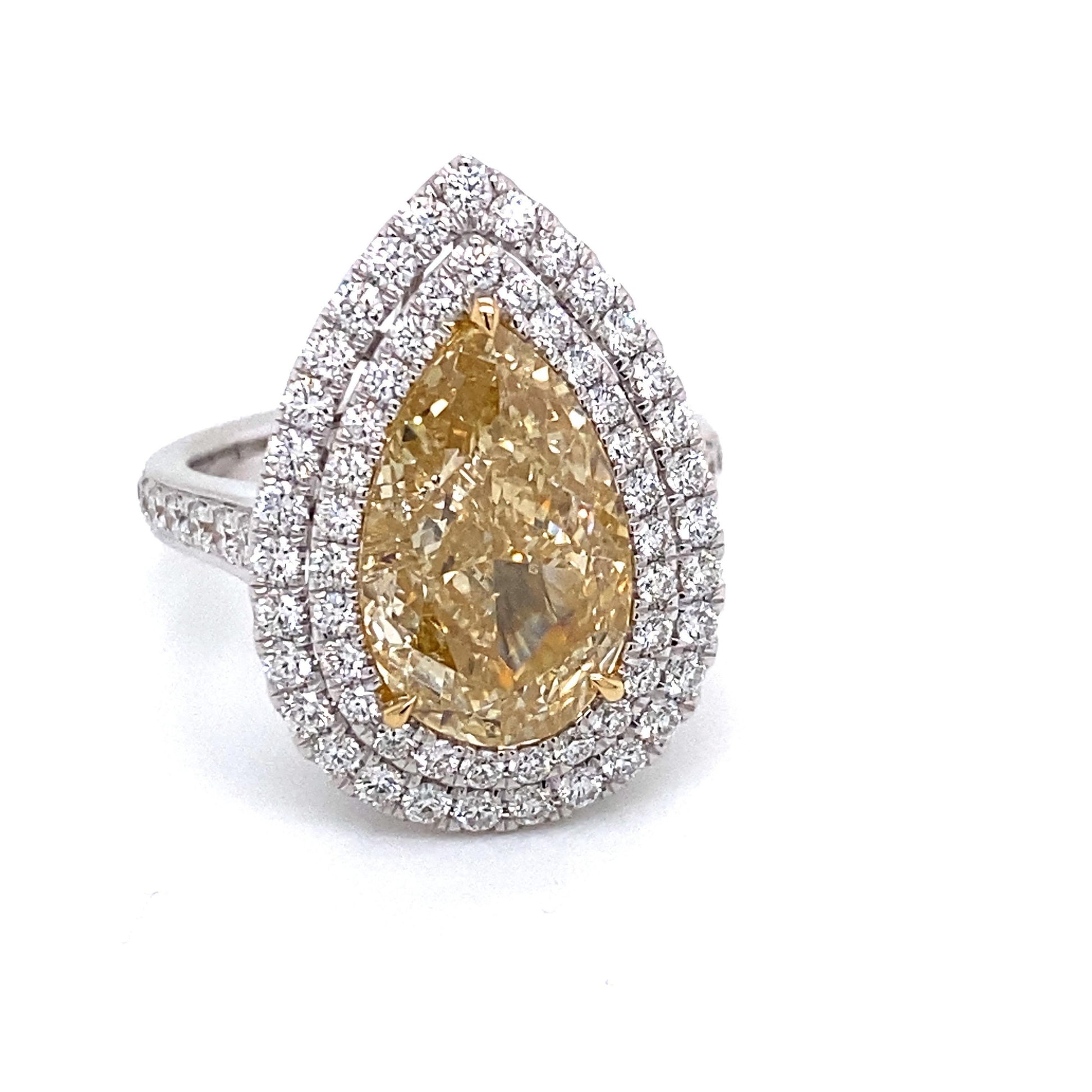 Emilio Jewelry GIA Certified 7.18 Carat Yellow Diamond Ring and Pendant