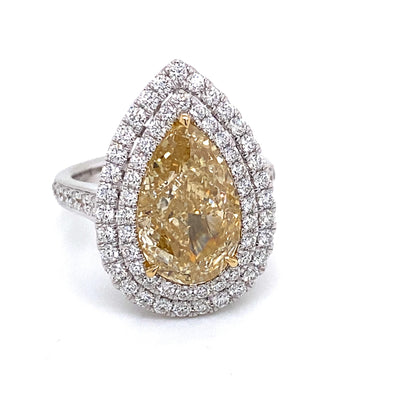 Emilio Jewelry GIA Certified 7.18 Carat Yellow Diamond Ring and Pendant