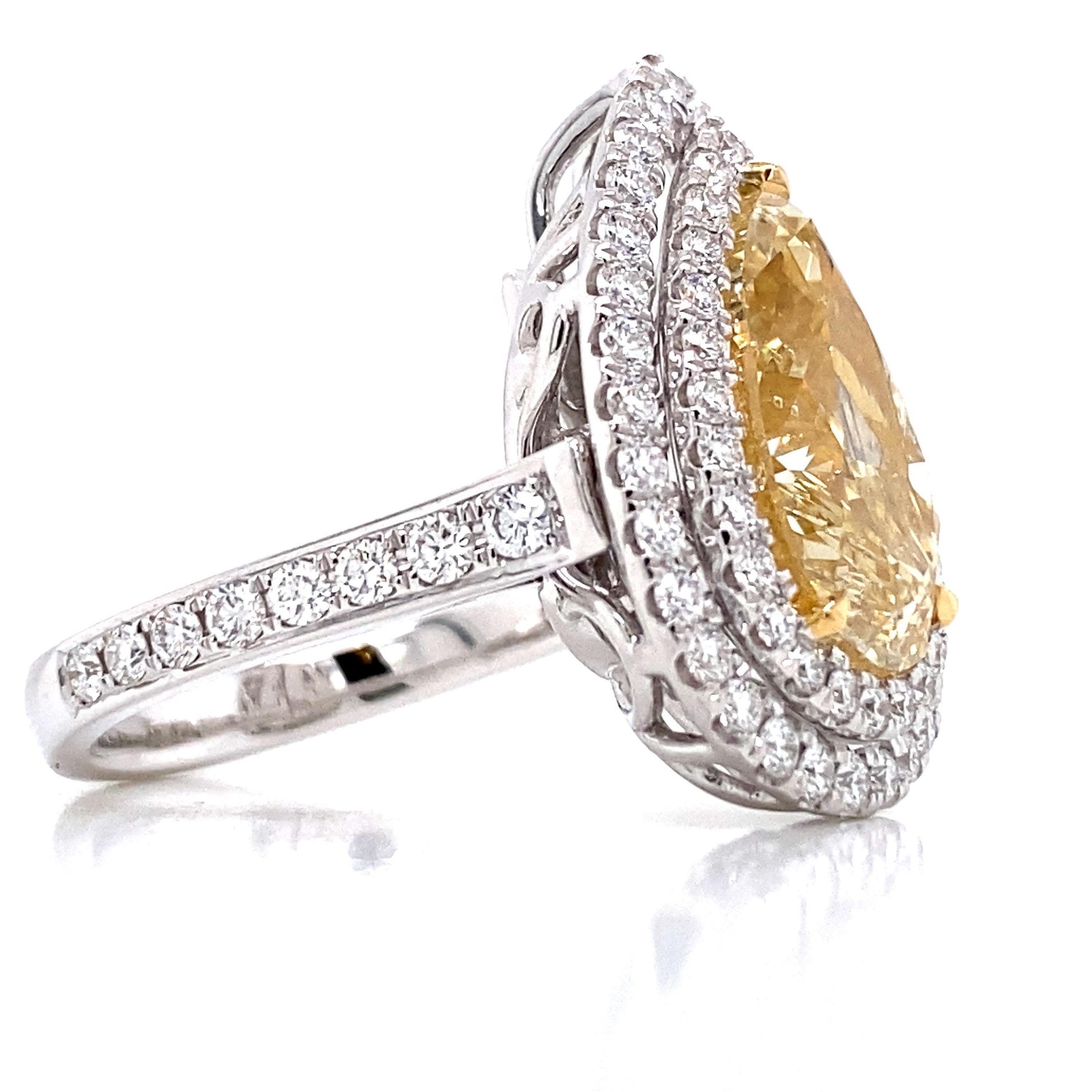Emilio Jewelry GIA Certified 7.18 Carat Yellow Diamond Ring and Pendant