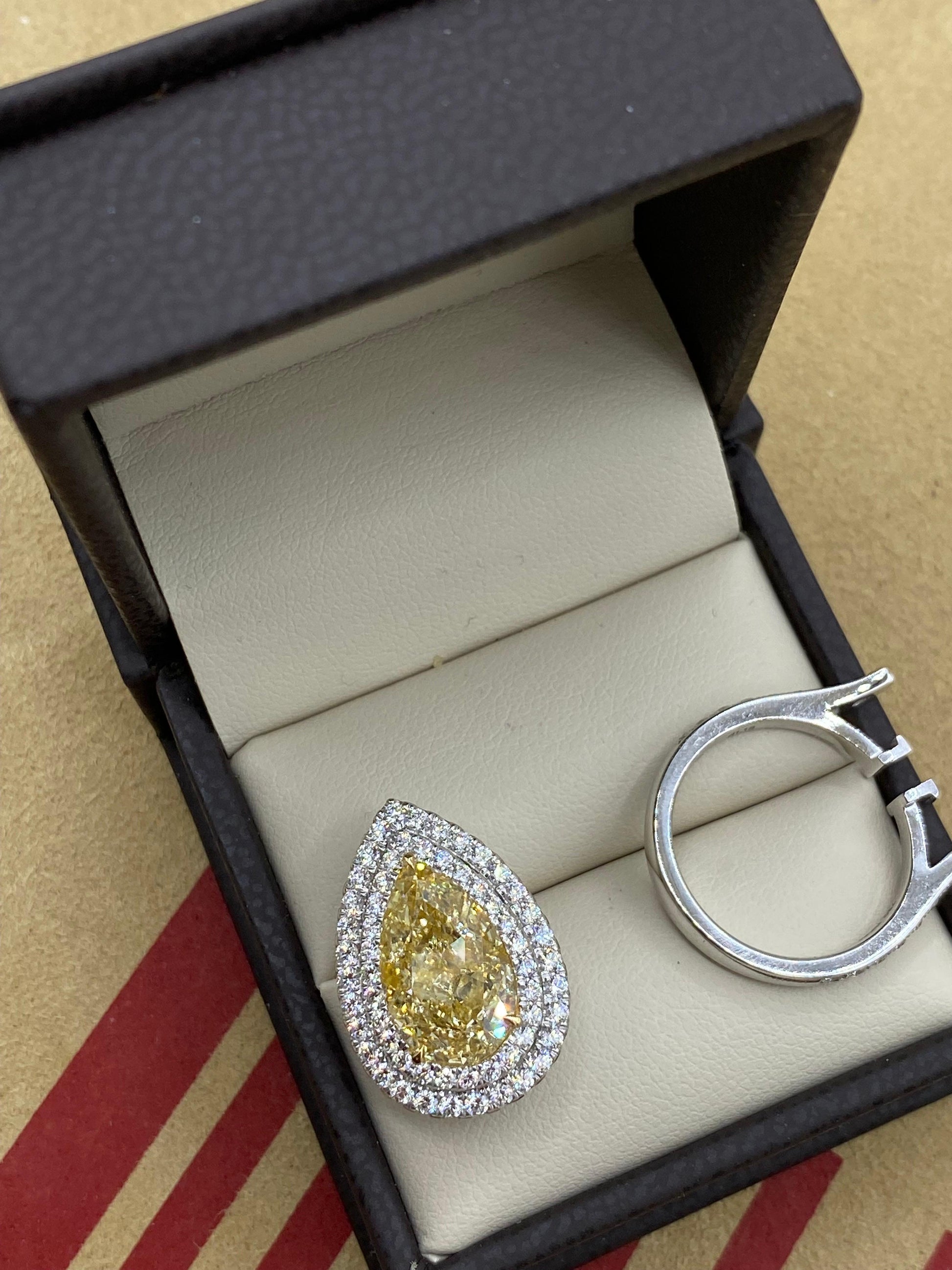 Emilio Jewelry GIA Certified 7.18 Carat Yellow Diamond Ring and Pendant