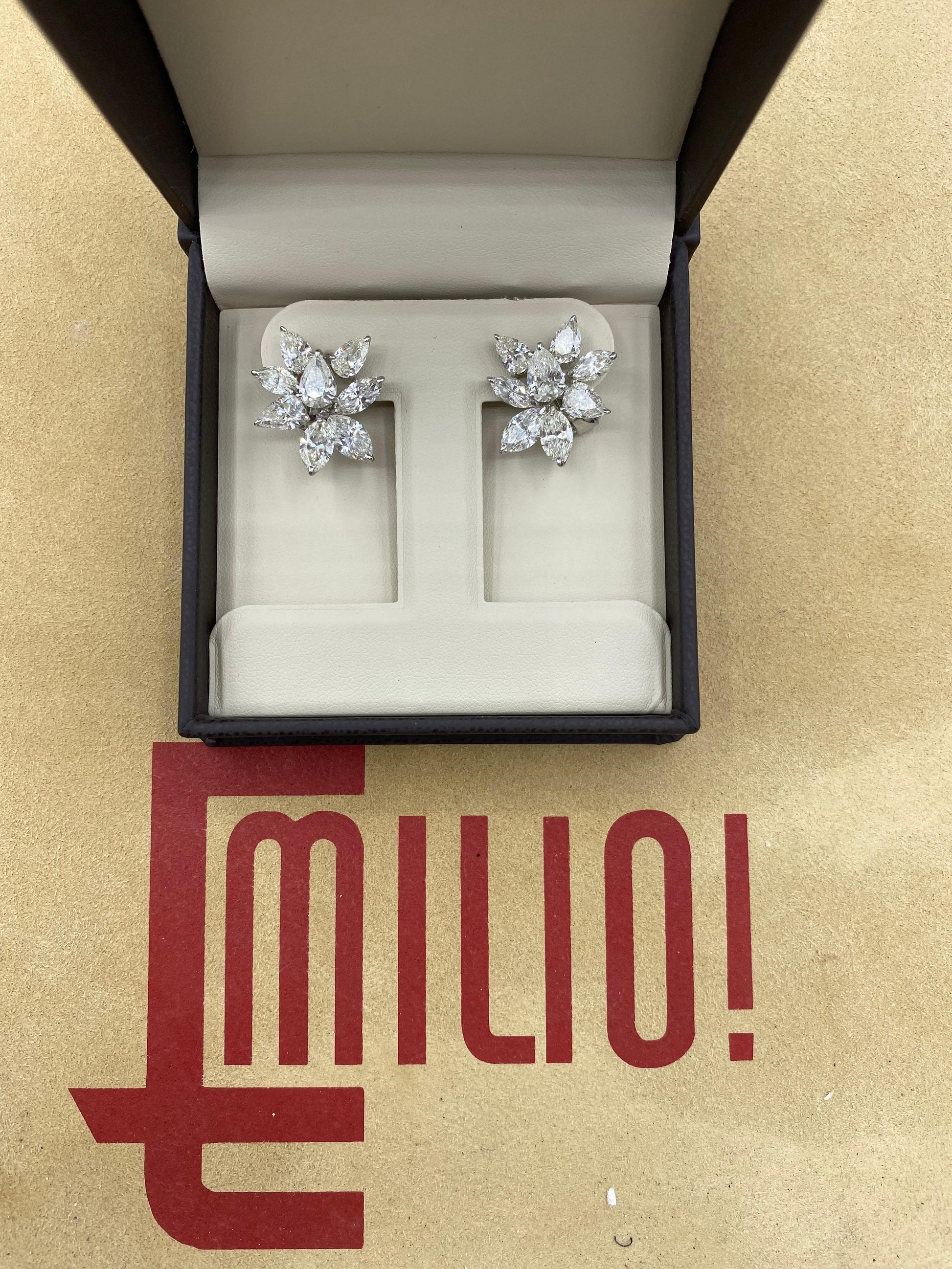 Emilio Jewelry GIA Certified Diamond Cluster Earrings