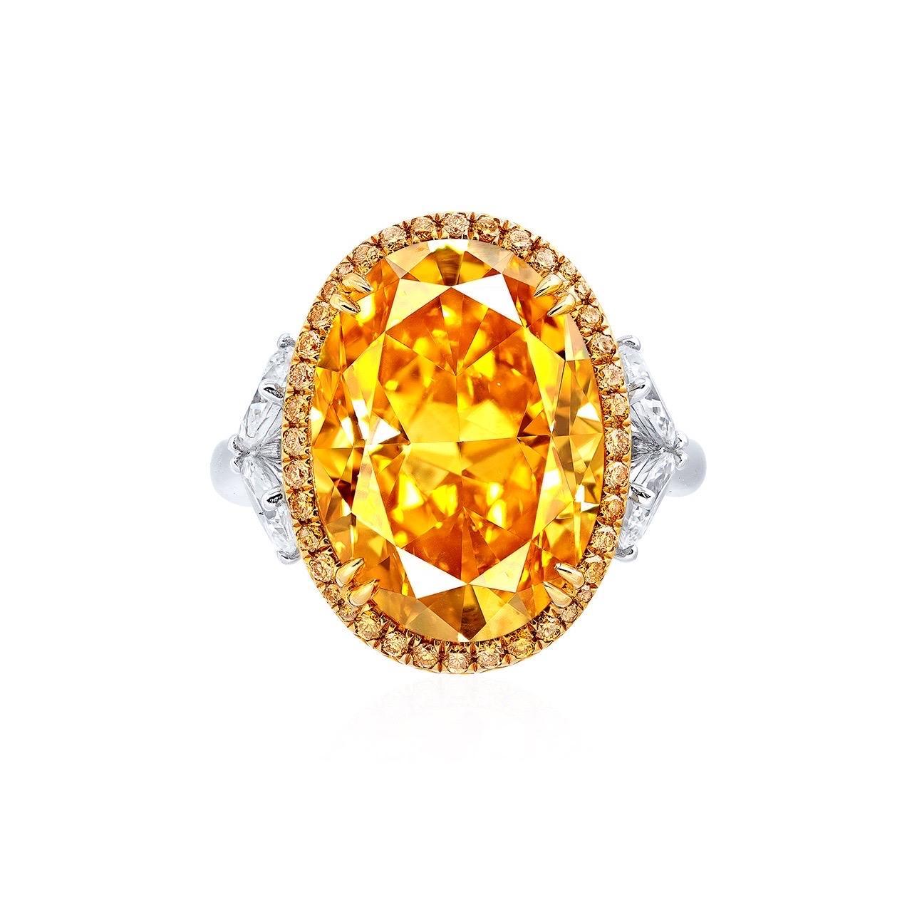 Emilio Jewelry GIA Certified Fancy Deep Orange Yellow Diamond Ring
