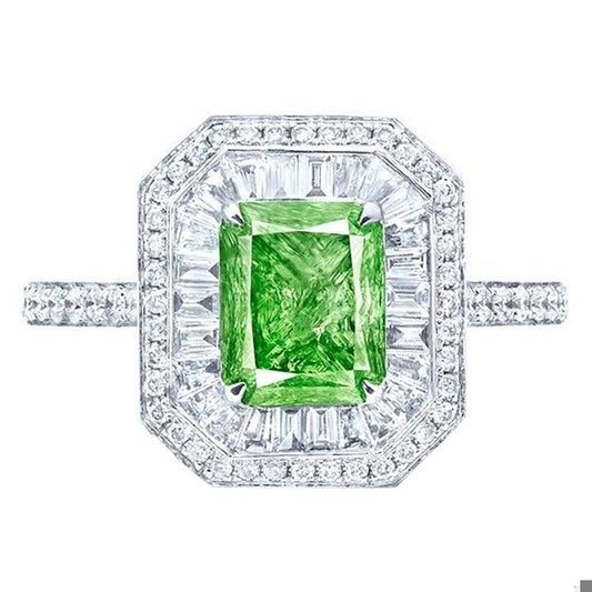 Emilio Jewelry GIA Certified Fancy Intense Pure Green Diamond Ring