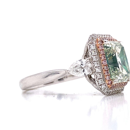 Emilio Jewelry GIA Certified Greenish Diamond Ring