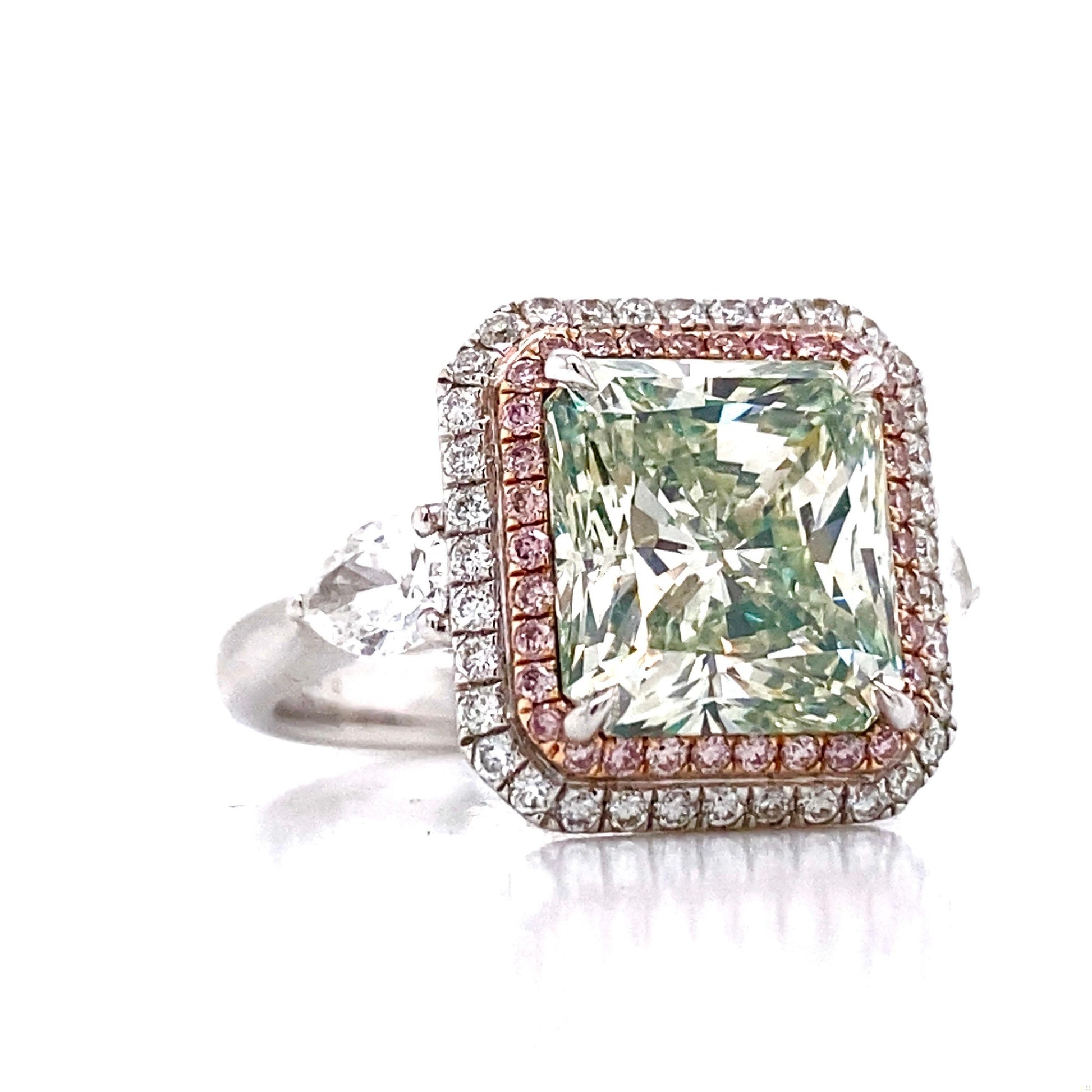 Emilio Jewelry GIA Certified Greenish Diamond Ring