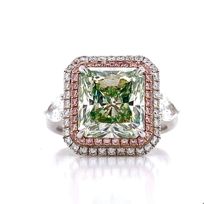 Emilio Jewelry GIA Certified Greenish Diamond Ring