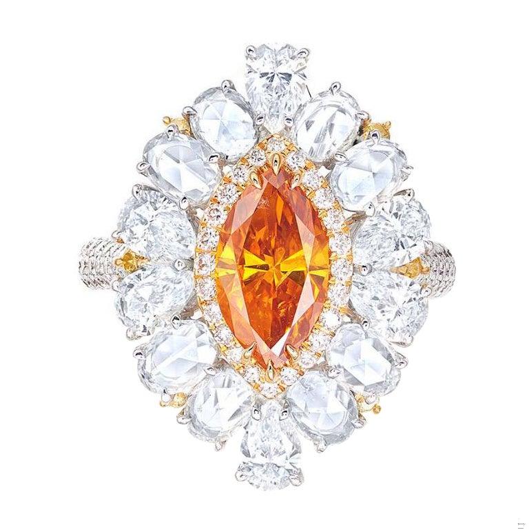 Emilio Jewelry GIA Certified Natural Deep Orange Diamond Ring