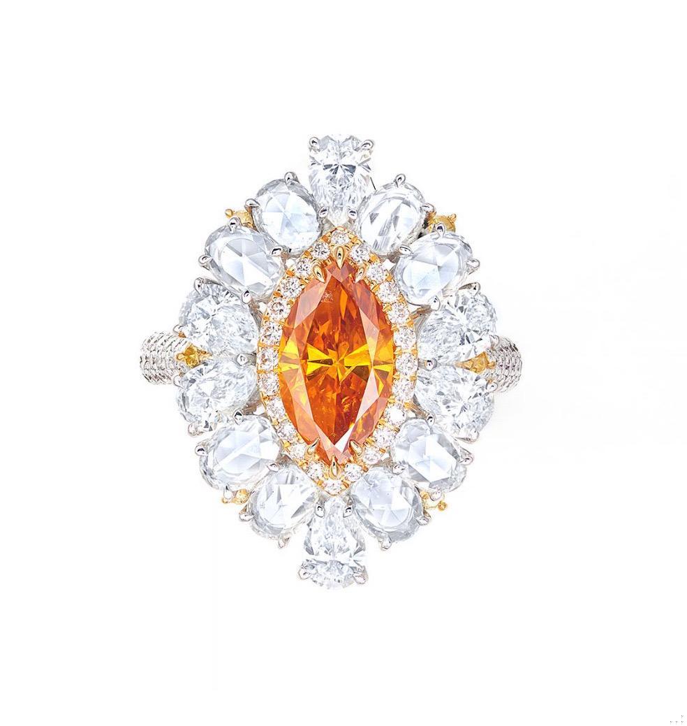Emilio Jewelry GIA Certified Natural Deep Orange Diamond Ring