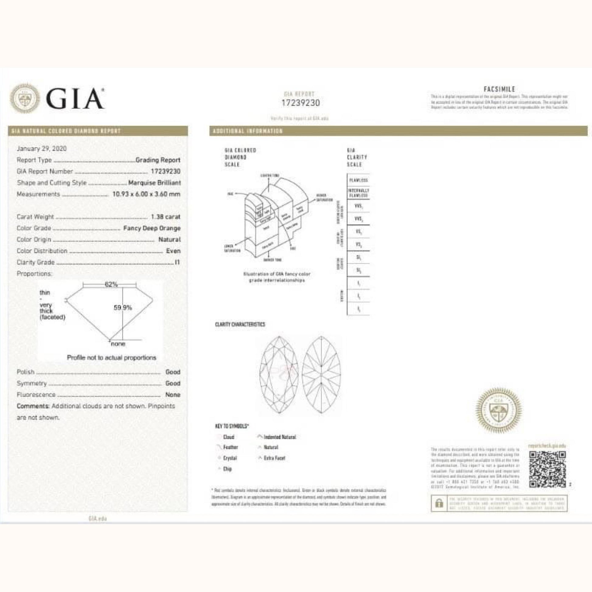 Emilio Jewelry GIA Certified Natural Deep Orange Diamond Ring
