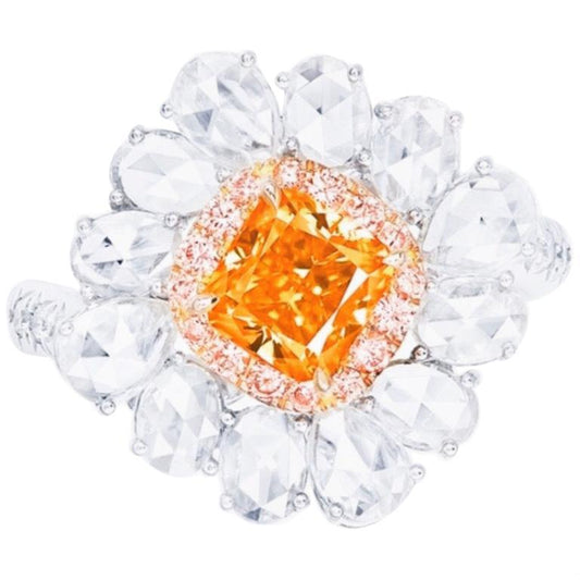 Emilio Jewelry GIA Certified Natural Fancy Vivid Orange Diamond Ring