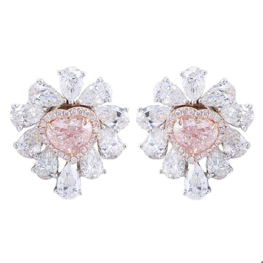 Emilio Jewelry GIA Certified Natural Pink Heart Stud Diamond Earrings