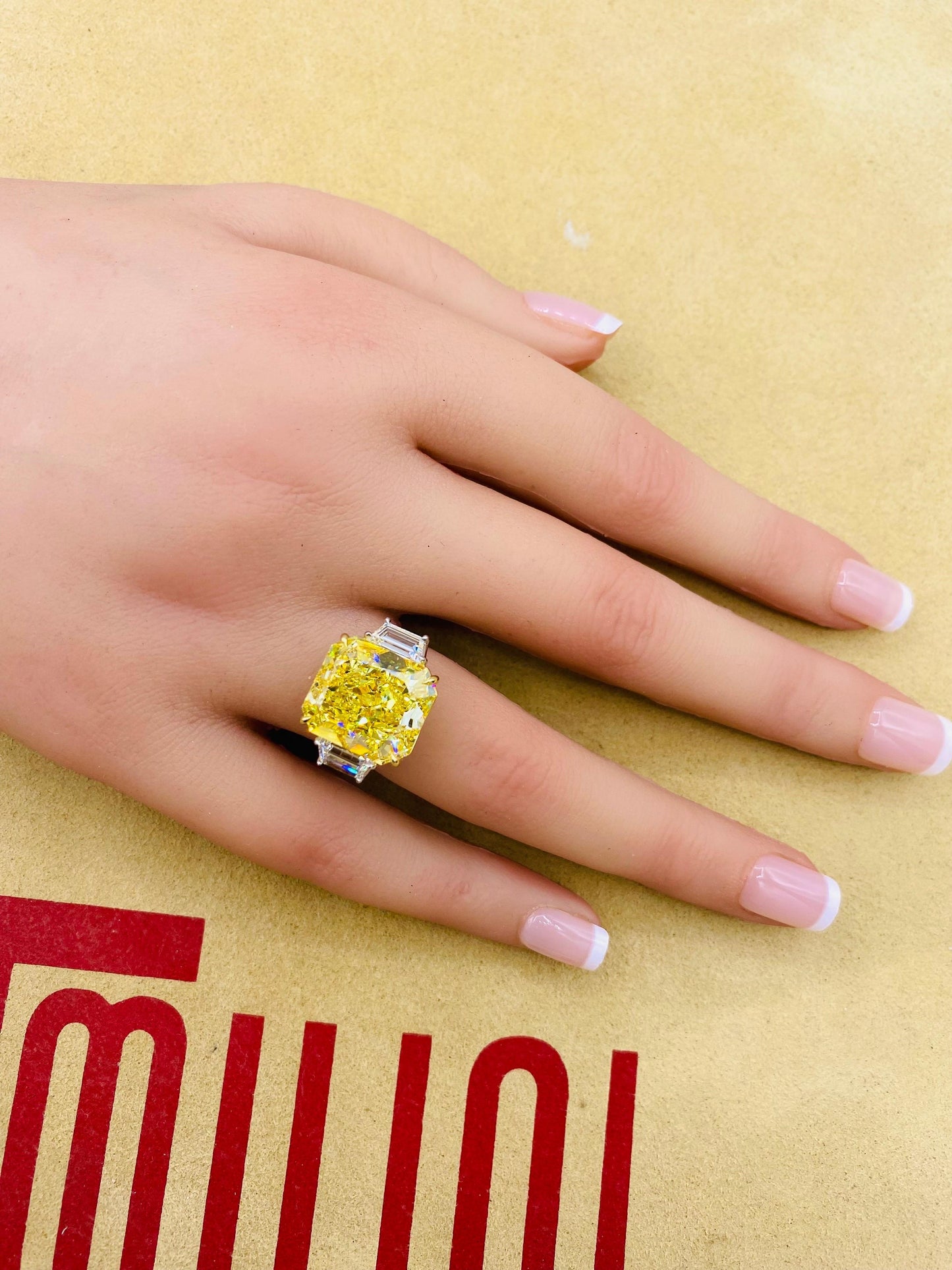 Emilio Jewelry Gia Certified 15 Carat Fancy Intense Yellow Diamond Ring