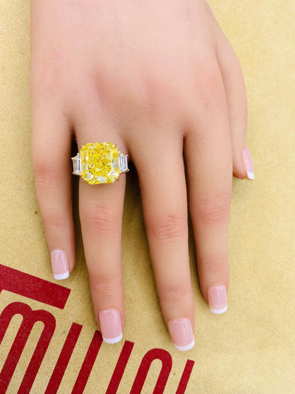 Emilio Jewelry Gia Certified 15 Carat Fancy Intense Yellow Diamond Ring
