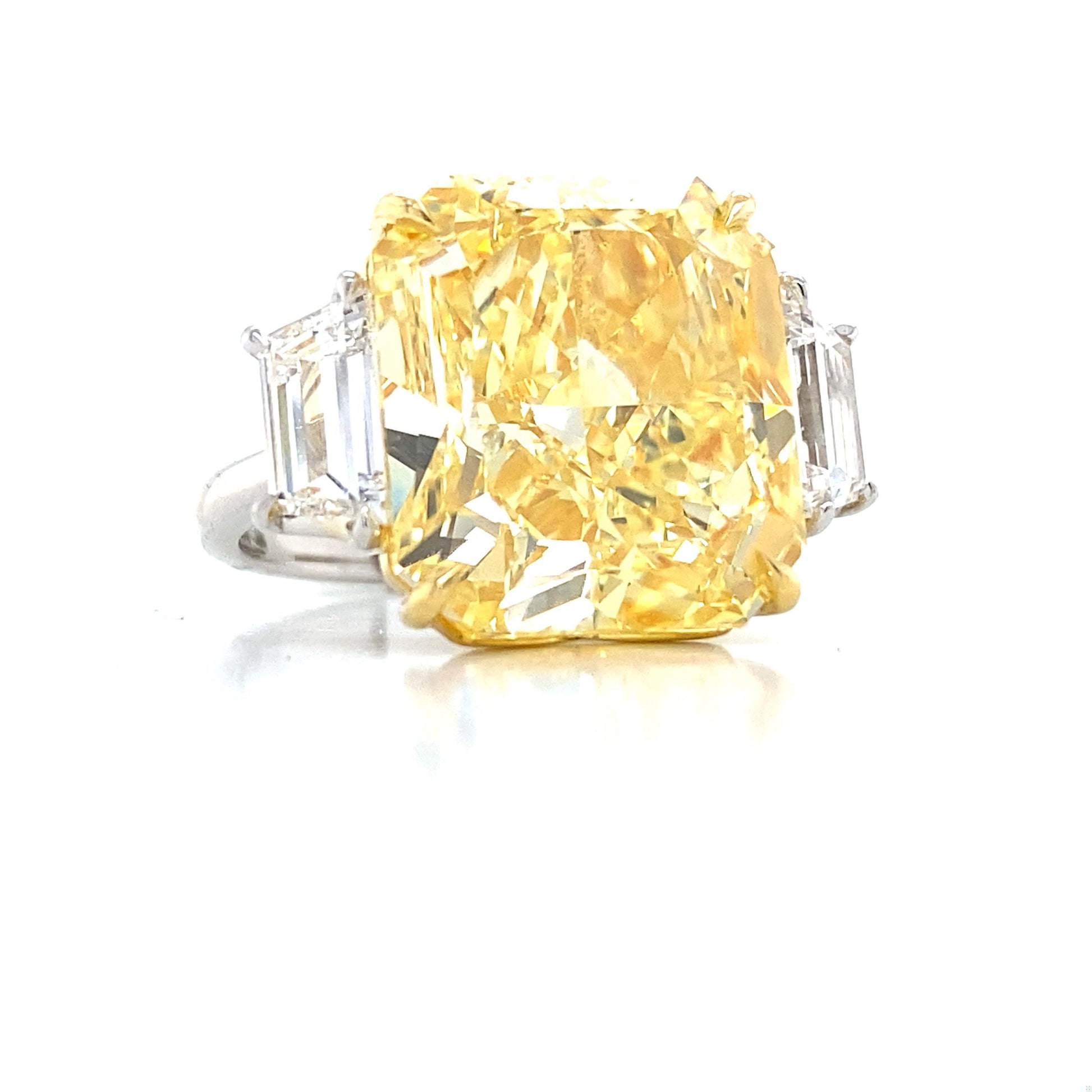 Emilio Jewelry Gia Certified 15 Carat Fancy Intense Yellow Diamond Ring